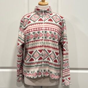 Alfred Dunner Pink Fleece Jacket Sz PXL Pastel Coquette Cottage Western Girly